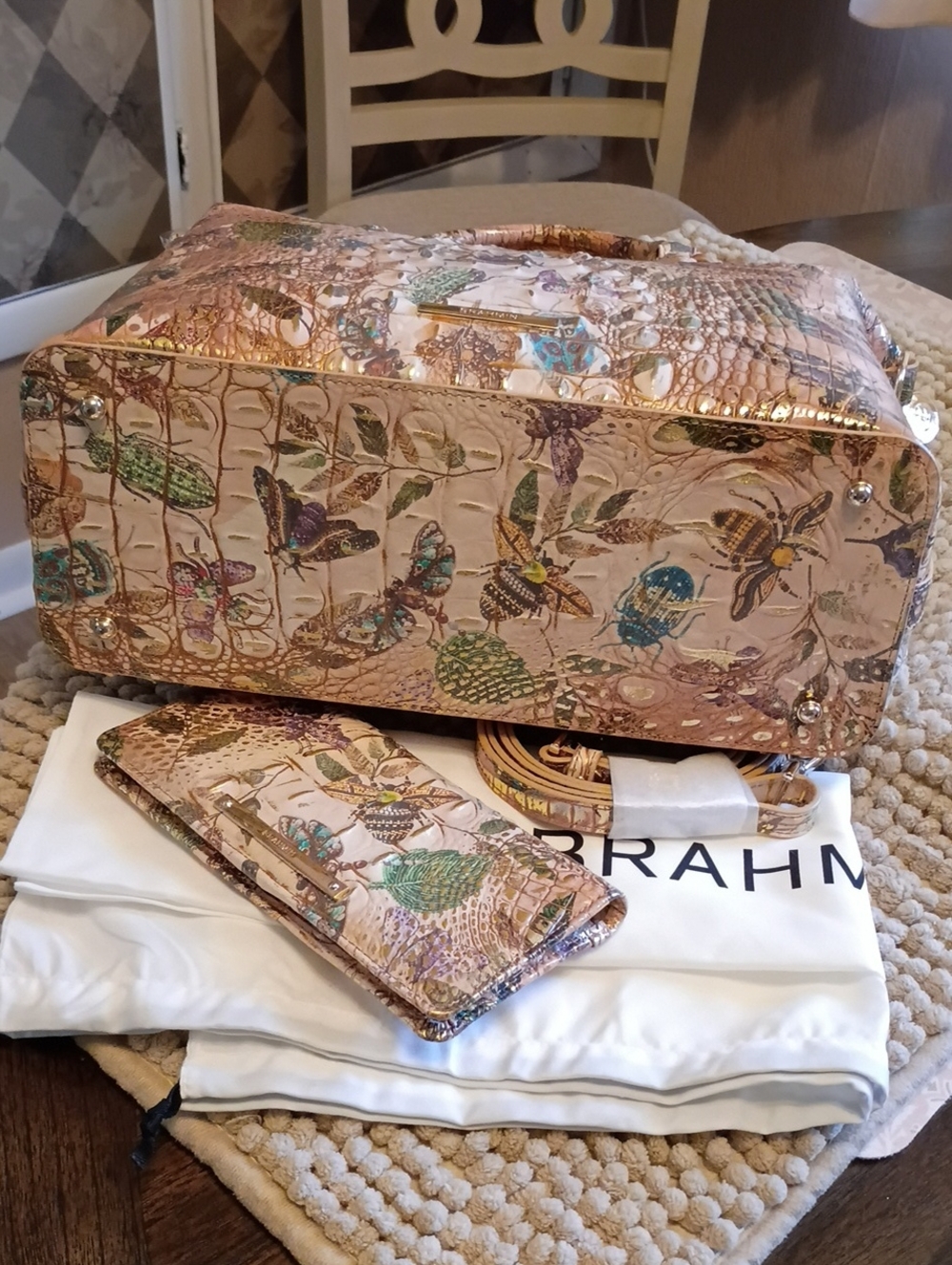 Brahmin LRG Duxbury satchel & wallet Set Hill Garden Butterfly ๐ฆ Botanical - Picture 11 of 17